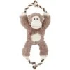 Frisco Monkey Plush With Rope Squeaky Dog Toy