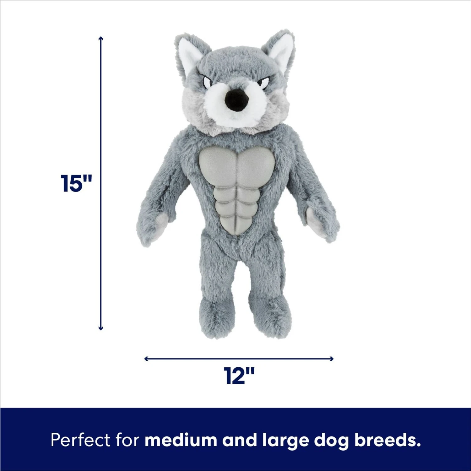 Frisco Wolf Muscle Plush Squeaky Dog Toy 2 Frisco Wolf Muscle Plush Squeaky Dog Toy - Image 2