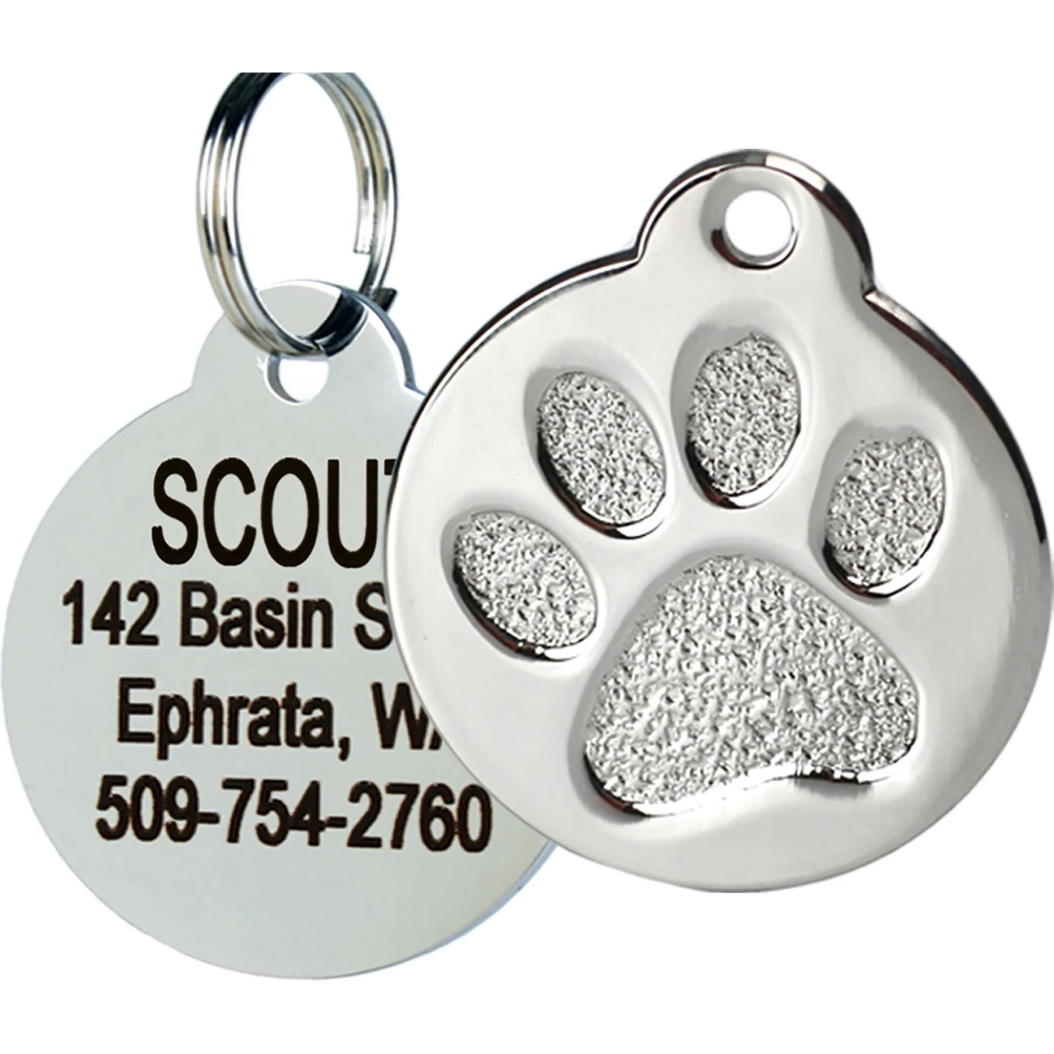 Frisco Stainless Steel Personalized Dog & Cat ID Tag, Paw Print 1 Frisco Stainless Steel Personalized Dog & Cat ID Tag, Paw Print