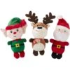Frisco Holiday Santa's Helpers Plush Squeaky Dog Toy, 3 Count