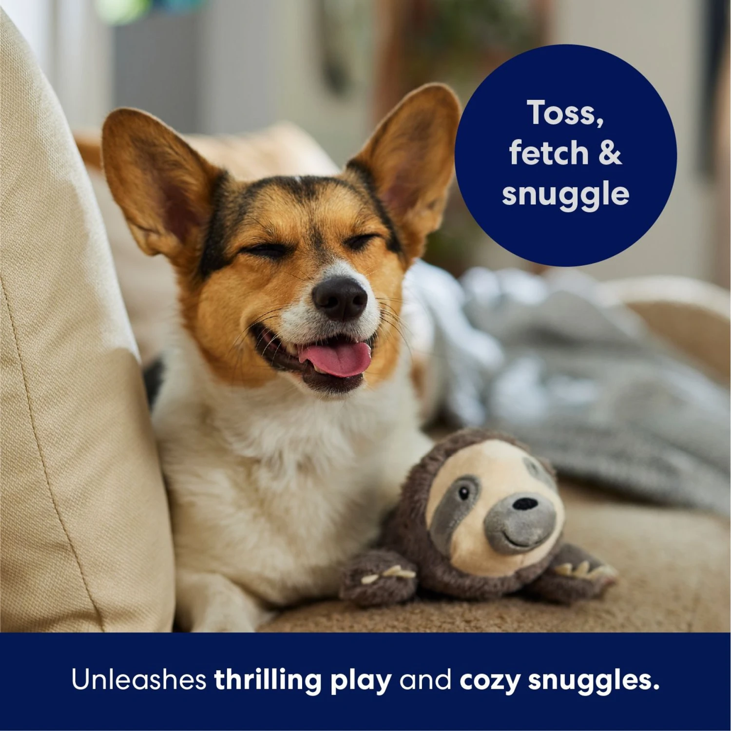 Frisco Sloth Plush Squeaky Dog Toy 5 Frisco Sloth Plush Squeaky Dog Toy - Image 5