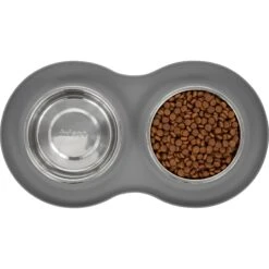 Frisco Double Stainless Steel Pet Bowl With Silicone Mat 12 Frisco Double Stainless Steel Pet Bowl With Silicone Mat -Frisco 215986 PT4. AC SS1800 V1591020068