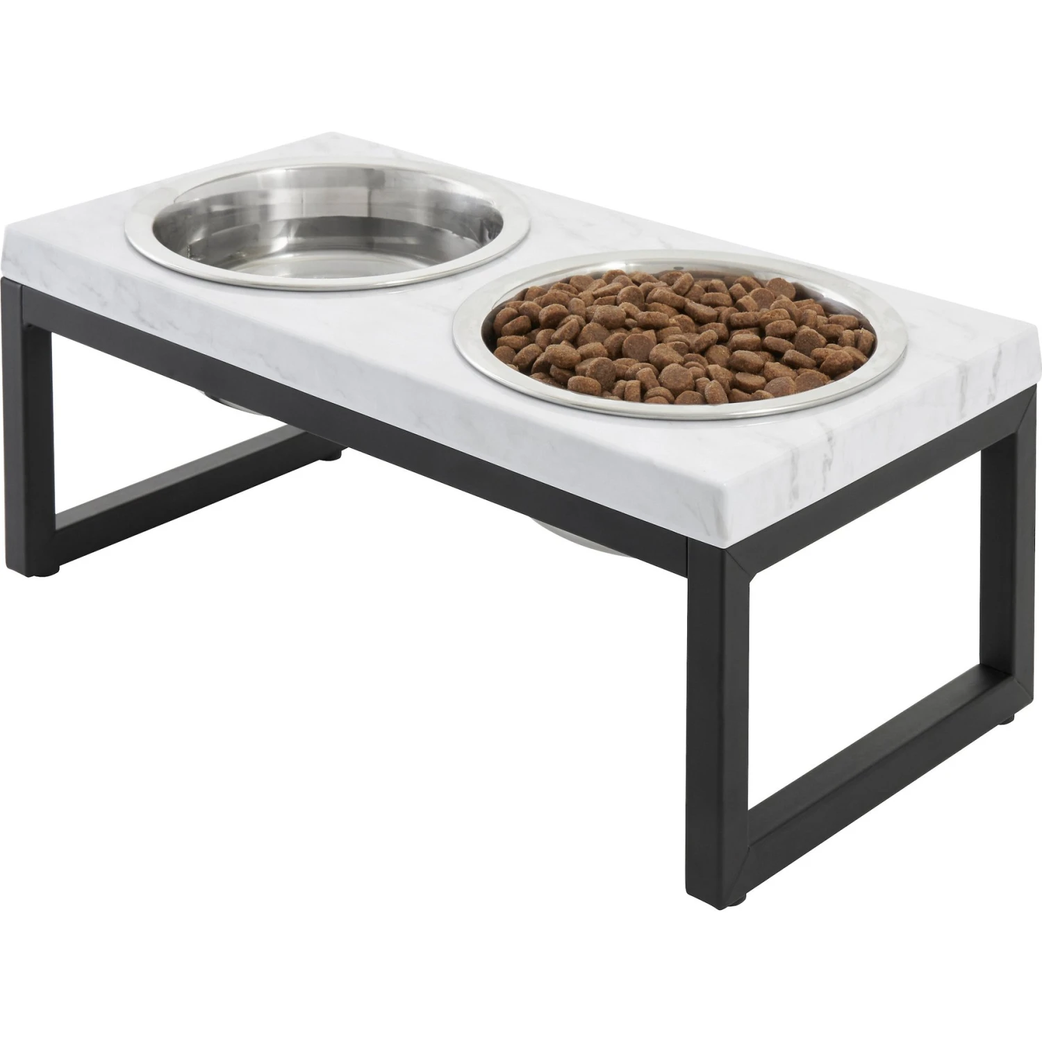 Frisco Marble Print Stainless Steel Double Elevated Dog Bowl 3 Frisco Marble Print Stainless Steel Double Elevated Dog Bowl - Image 3