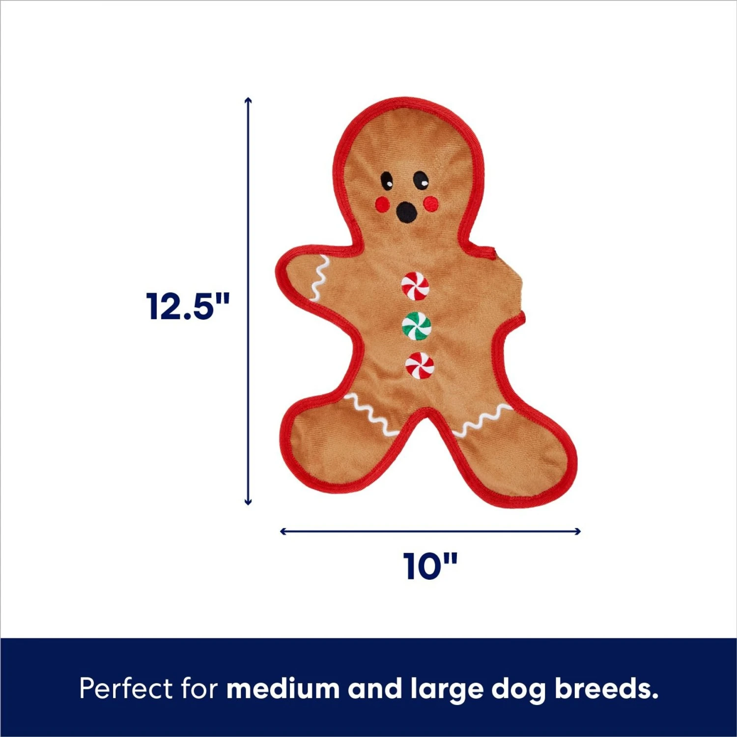 Frisco Holiday Gingerbread Man Flat Plush Squeaky Dog Toy 2 Frisco Holiday Gingerbread Man Flat Plush Squeaky Dog Toy - Image 2
