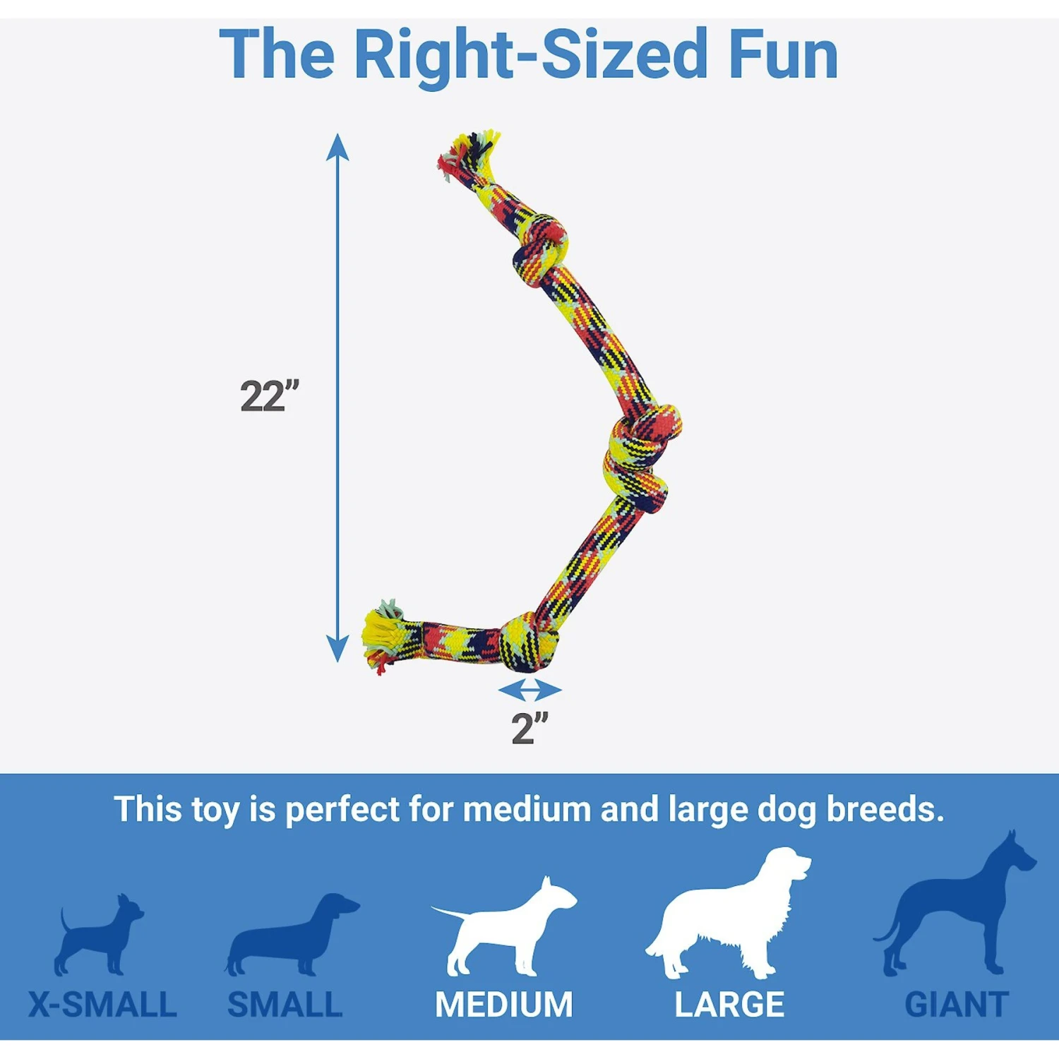 Frisco 4-Knot Tri-Color Rope Dog Toy 2 Frisco 4-Knot Tri-Color Rope Dog Toy - Image 2