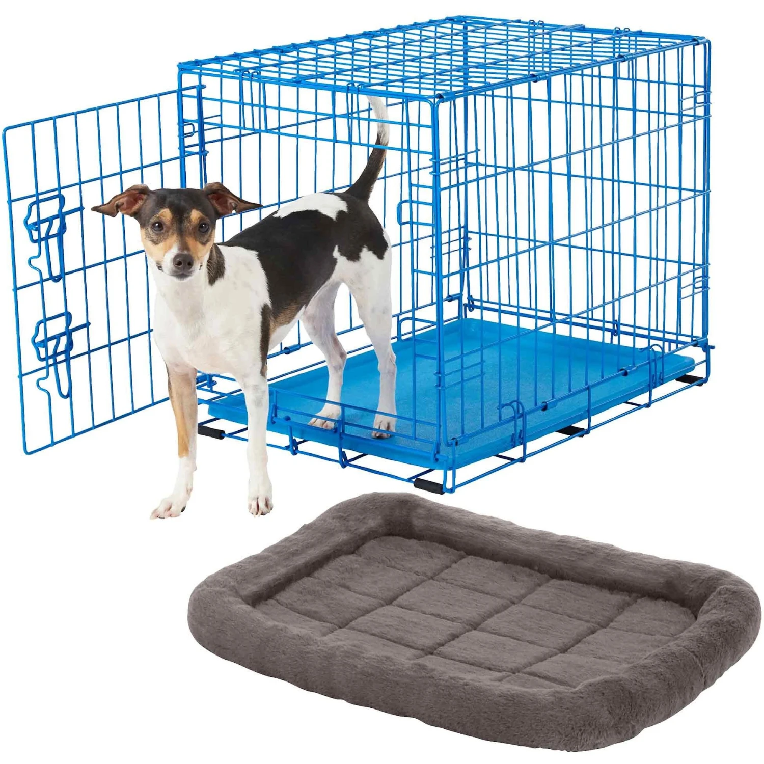 Frisco Fold & Carry Single Door Collapsible Wire Dog Crate & Frisco Quilted Plush Dog Crate Mat 1 Frisco Fold & Carry Single Door Collapsible Wire Dog Crate & Frisco Quilted Plush Dog Crate Mat