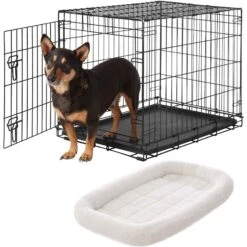 Front Page 21 Frisco Heavy Duty Fold & Carry Single Door Collapsible Wire Dog Crate & Frisco Quilted Dog Crate Mat