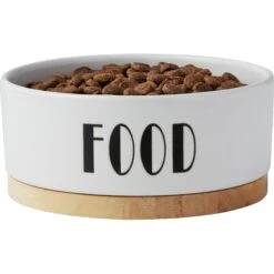 Frisco Ceramic Food Dog & Cat Bowl With Wood Base -Frisco 256043 PT4. AC SS1800 V1615311744