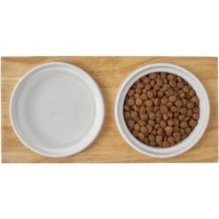 Frisco Ceramic Dog & Cat Double Diner With Elevated Wood Stand -Frisco 256052 PT6. AC SS1800 V1615311469