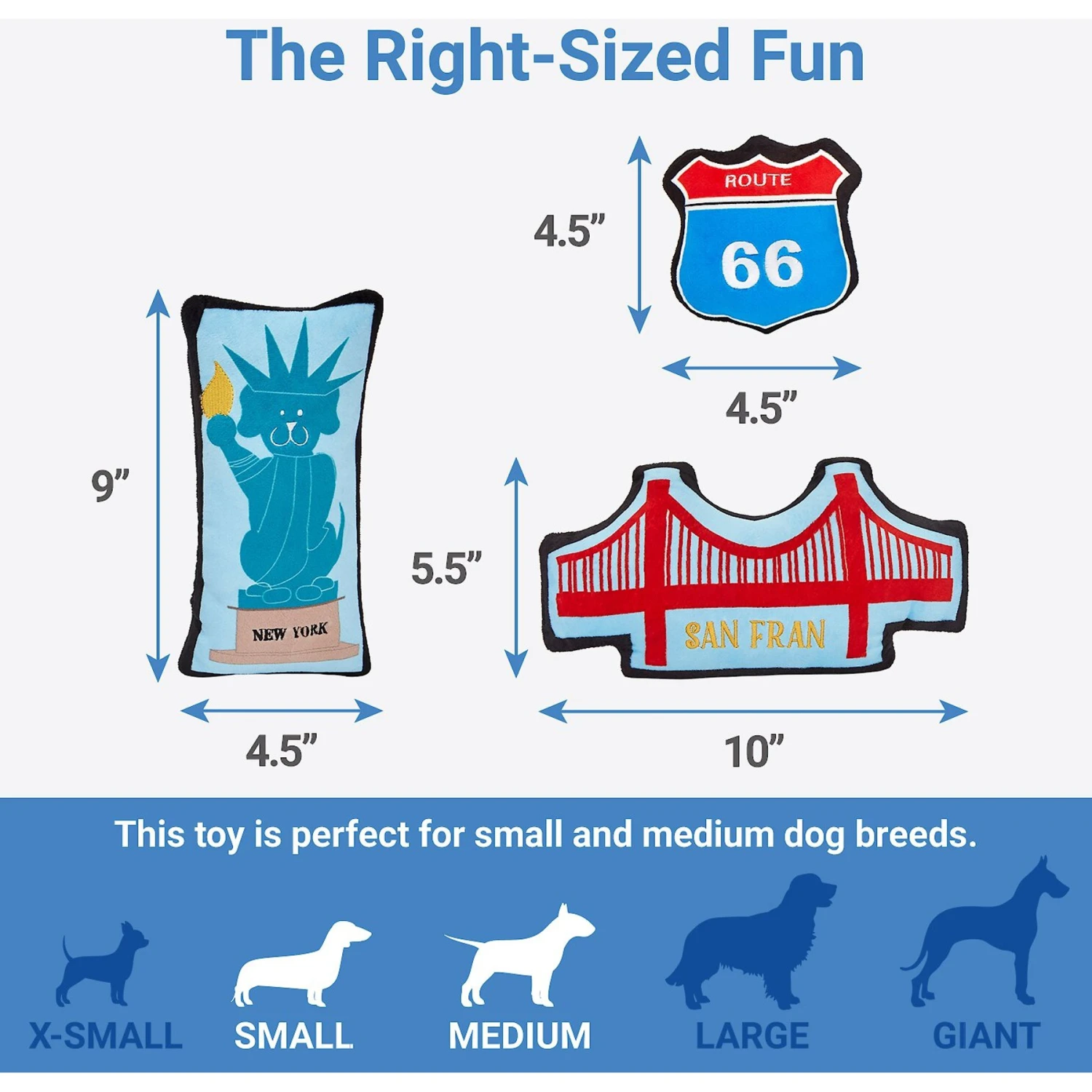 Frisco Road Trip Sightseeing Plush Squeaky Dog Toy, 3 Count 2 Frisco Road Trip Sightseeing Plush Squeaky Dog Toy, 3 Count - Image 2