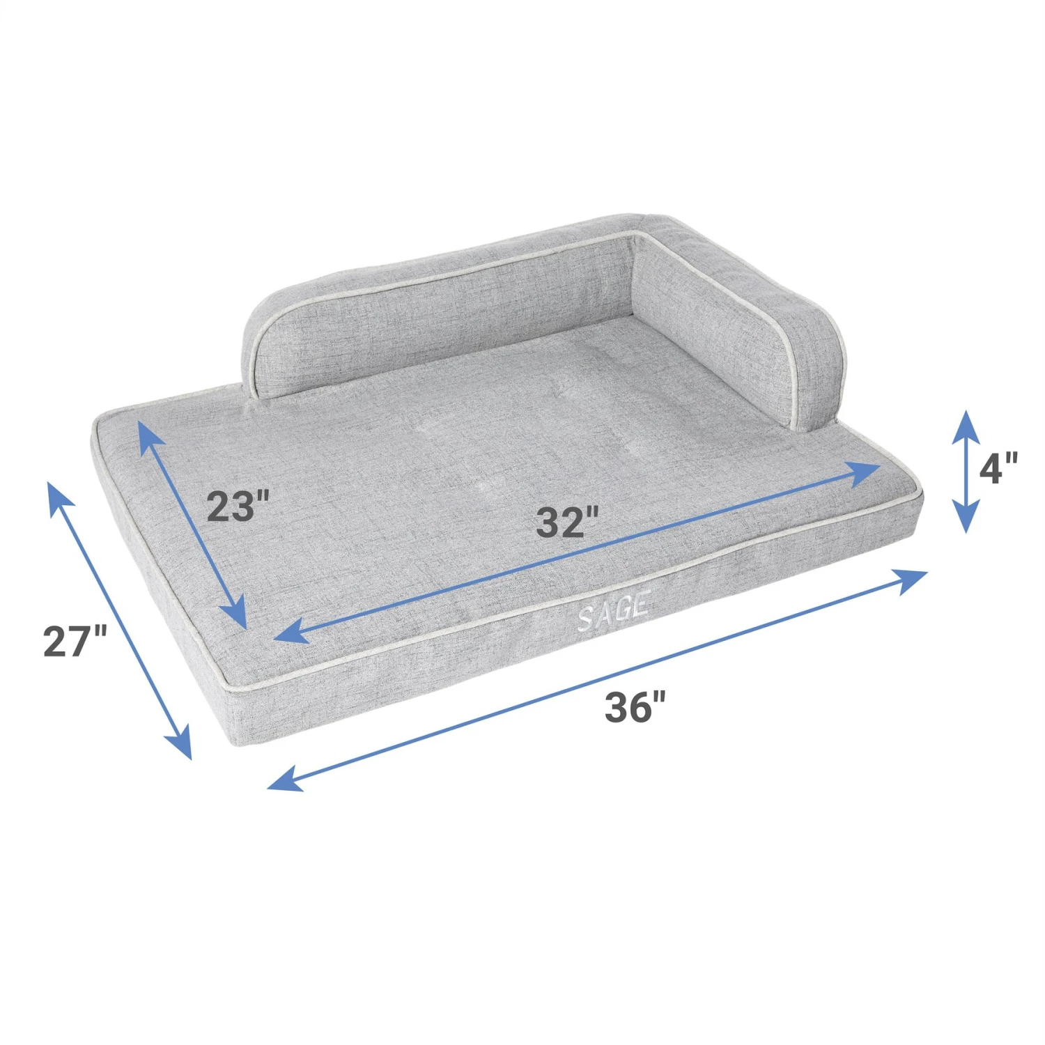 Frisco Faux Linen Corner Personalized Bolster Dog Bed W/Removable Cover, Harbour Blue, L 2 Frisco Faux Linen Corner Personalized Bolster Dog Bed W/Removable Cover, Harbour Blue, L - Image 2