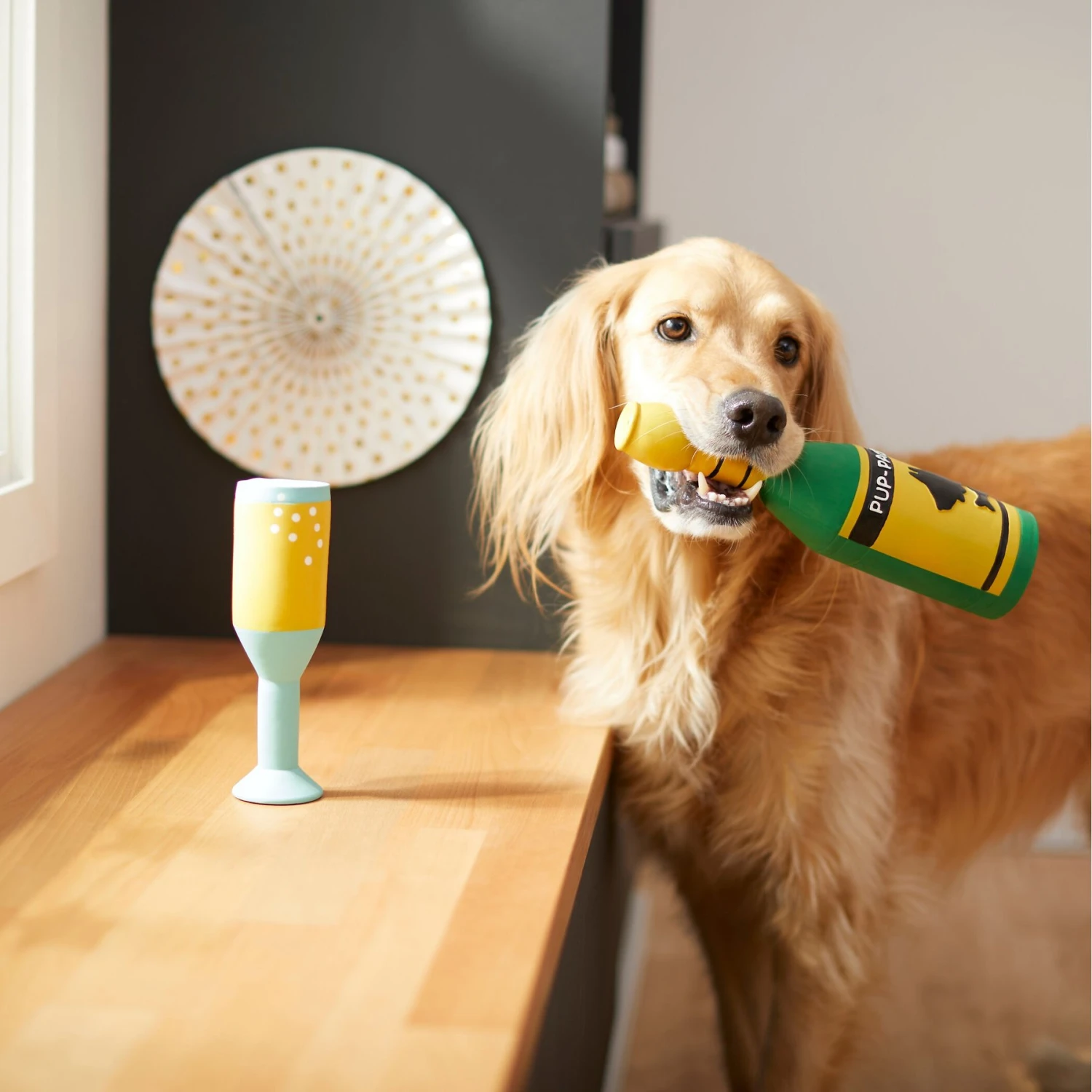 Frisco Champagne & Flute Latex Squeaky Dog Toy 3 Frisco Champagne & Flute Latex Squeaky Dog Toy - Image 3