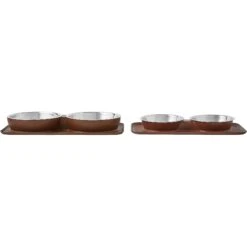 Frisco Silicone Stainless Steel Double Diner Dog & Cat Bowl, Brown -Frisco 277551 PT5. AC SS1800 V1627936139
