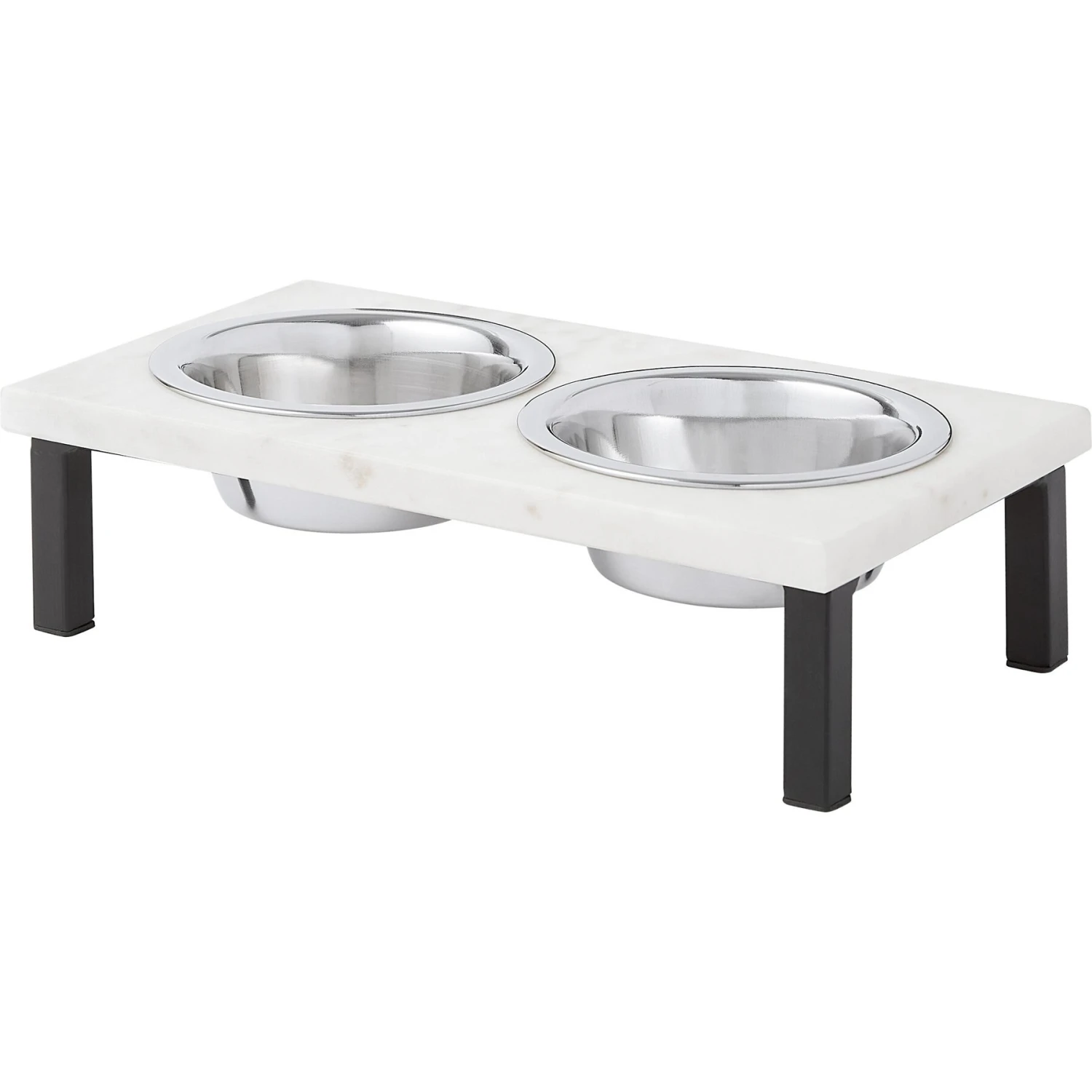Frisco Marble Elevated Stainless Steel Double Diner Dog & Cat Bowls 1 Frisco Marble Elevated Stainless Steel Double Diner Dog & Cat Bowls