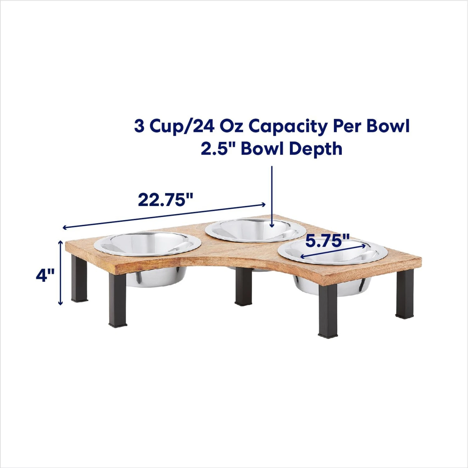 Frisco Multi Pet Feeding Corner Wood 3-Bowls Stainless Steel Dog & Cat Bowl 2 Frisco Multi Pet Feeding Corner Wood 3-Bowls Stainless Steel Dog & Cat Bowl - Image 2
