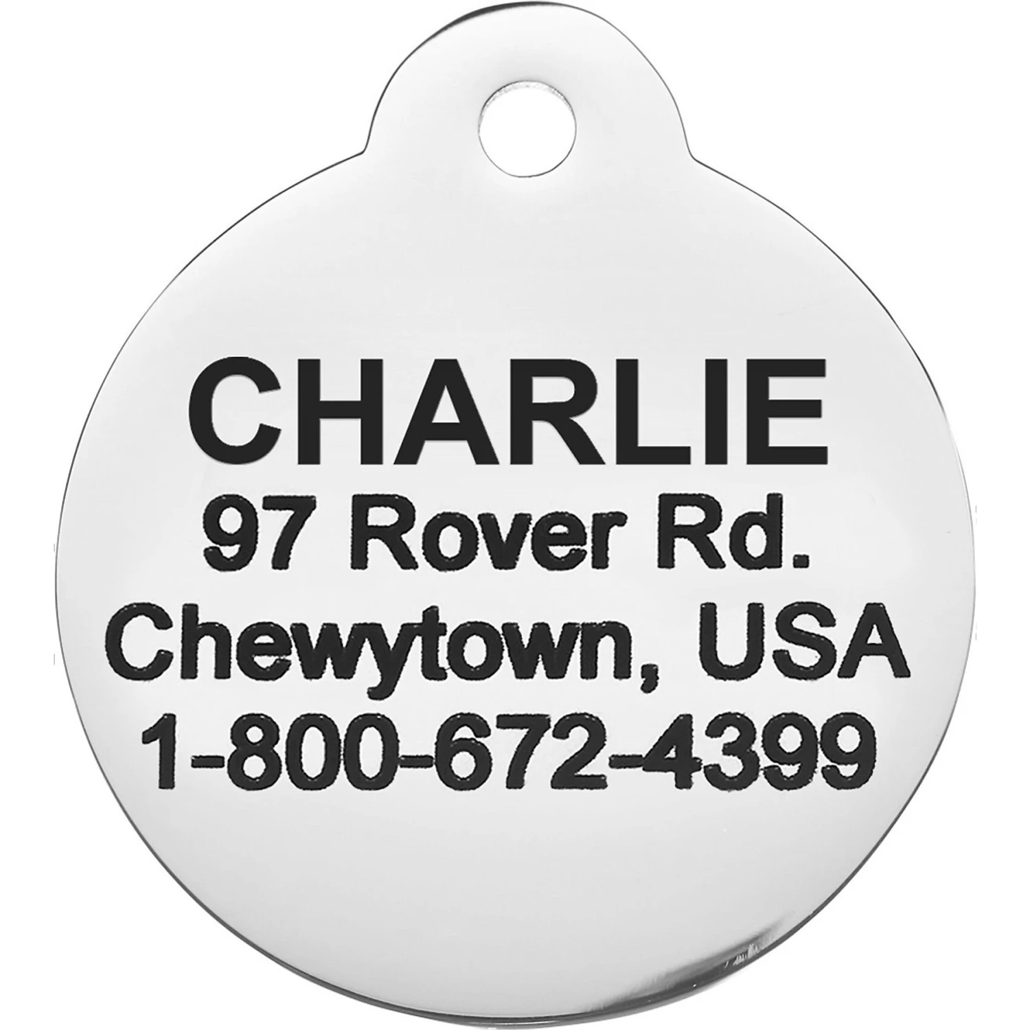 Frisco Chewy Stainless Steel Personalized Dog & Cat ID Tag With Enamel Infill, Round 3 Frisco Chewy Stainless Steel Personalized Dog & Cat ID Tag With Enamel Infill, Round - Image 3