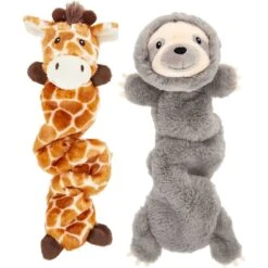 Frisco Giraffe Bungee Plush Squeaky Dog Toy & Frisco Sloth Bungee Plush Squeaky Dog Toy