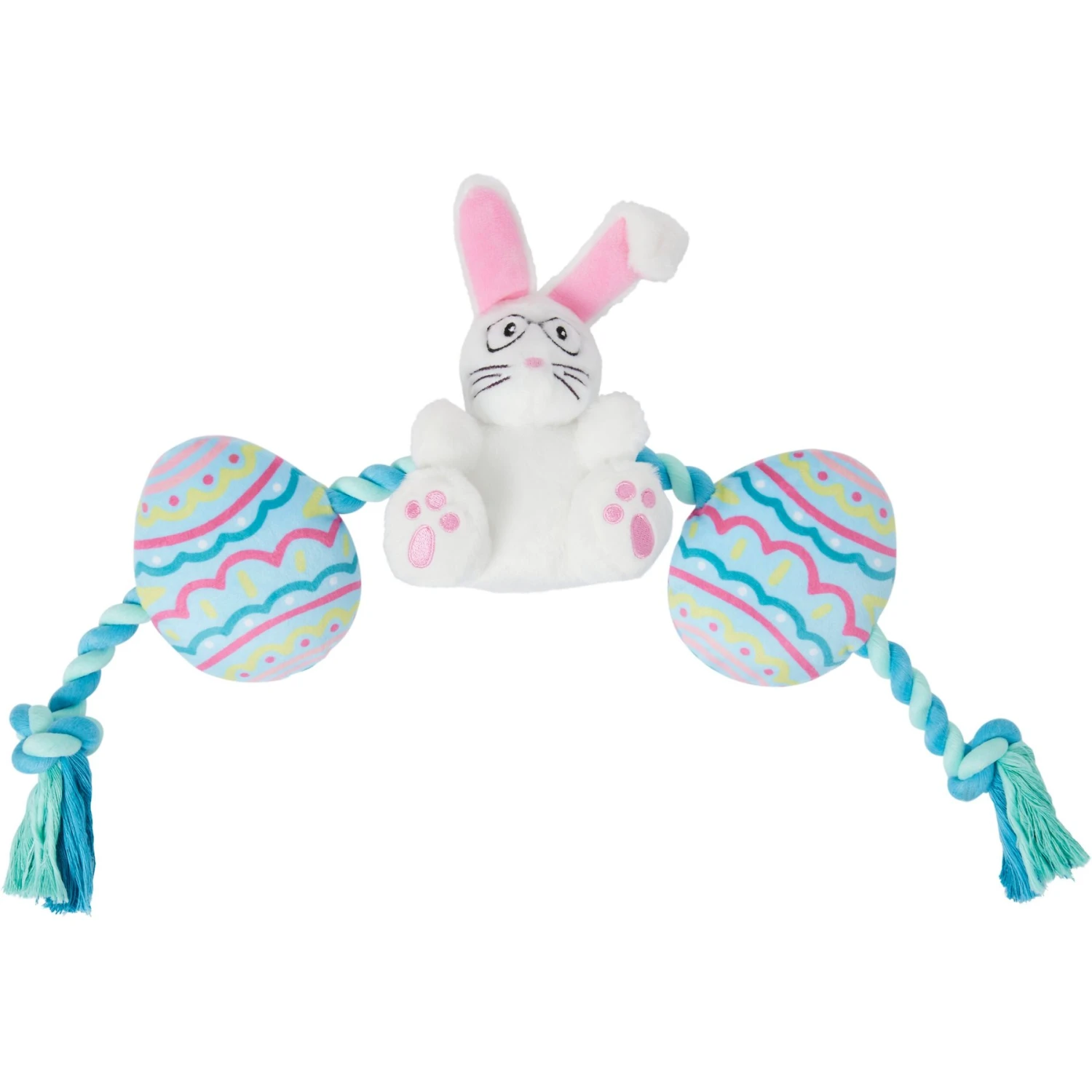 Frisco Easter Bunny & Egg Plush With Rope Dog Toy 1 Frisco Easter Bunny & Egg Plush With Rope Dog Toy