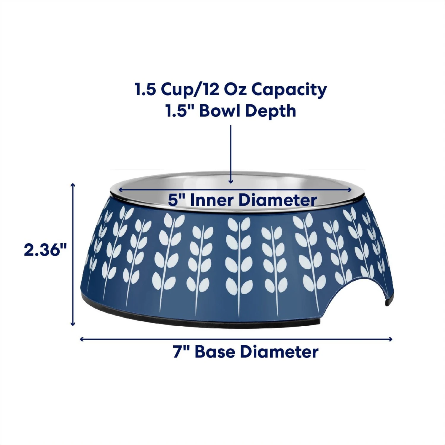 Frisco Leaf Design Stainless Steel Dog & Cat Bowl 2 Frisco Leaf Design Stainless Steel Dog & Cat Bowl - Image 2