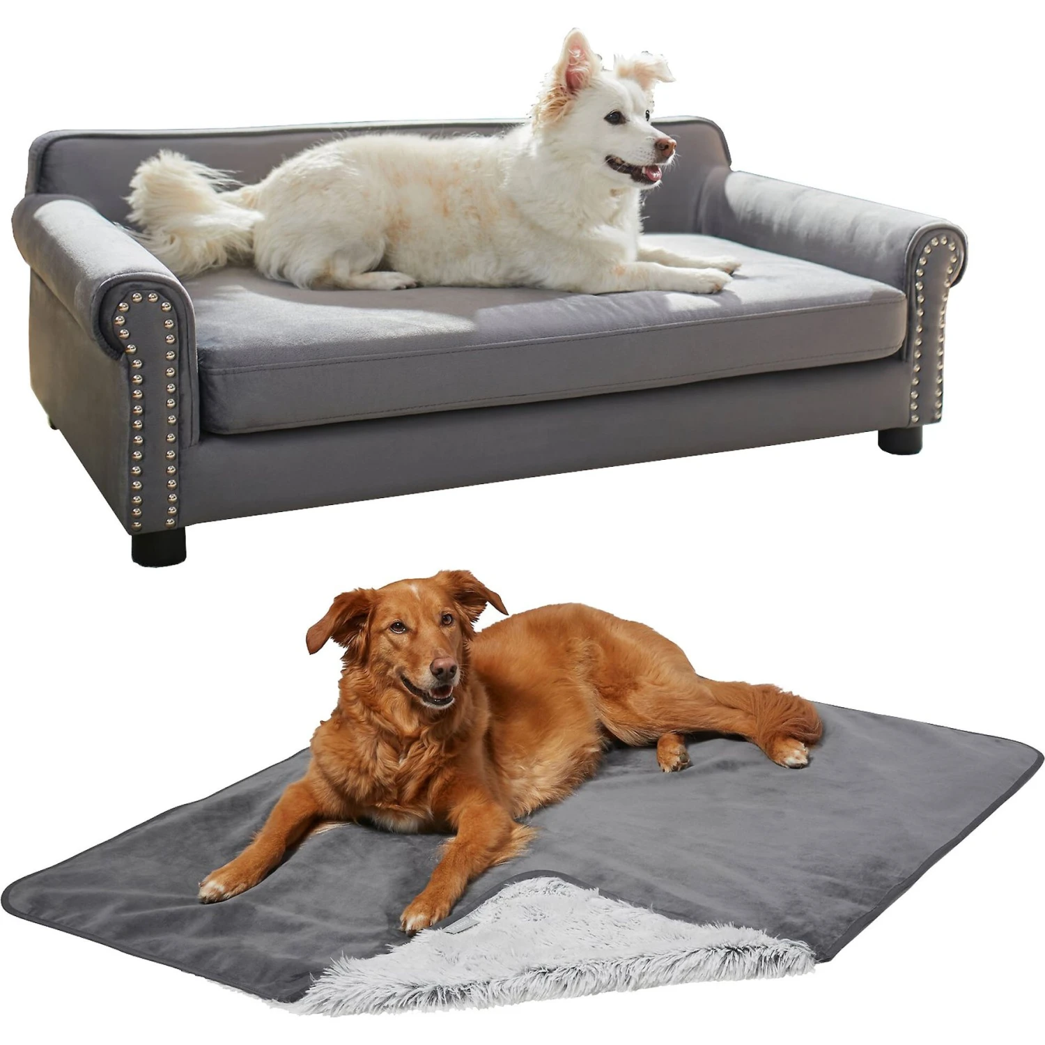 Frisco Sofa Pet Bed With Removable Cover & Frisco Eyelash Cat & Dog Blanket 1 Frisco Sofa Pet Bed With Removable Cover & Frisco Eyelash Cat & Dog Blanket