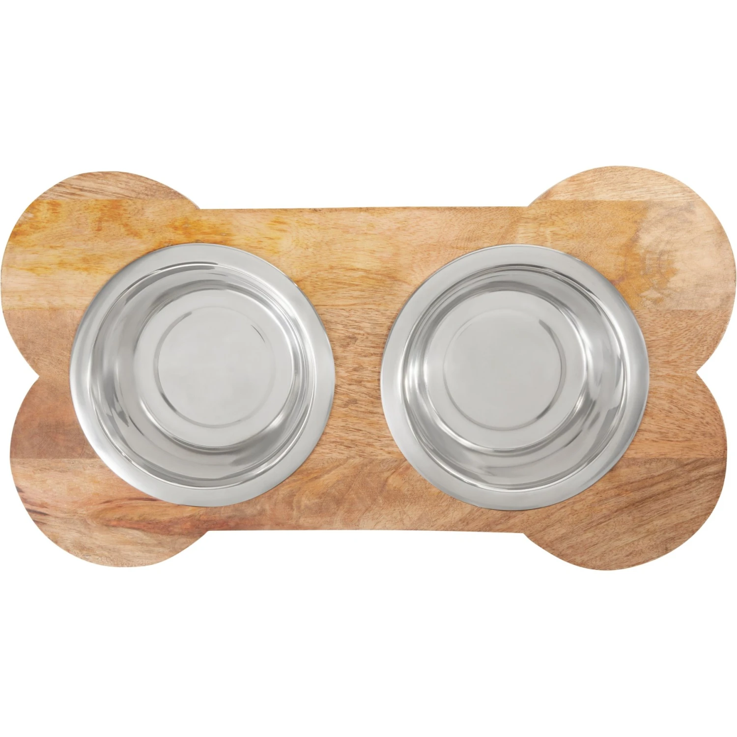 Frisco Premium Wood Elevated Bone Shape Stainless Steel Double Diner Dog & Cat Bowl, 3 Cup 5 Frisco Premium Wood Elevated Bone Shape Stainless Steel Double Diner Dog & Cat Bowl, 3 Cup - Image 5