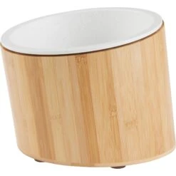 Front Page 43 Frisco Elevated Slanted Bamboo Melamine Non-Skid Dog Bowl With Bamboo Stand