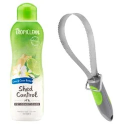 TropiClean Lime & Cocoa Butter Deshedding Dog Conditioner & Frisco Shedding Blade Dog Brush, One Size