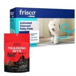 Front Page 15 Frisco Giant Charcoal Dog Training & Potty Pads & American Journey Beef Recipe Grain-Free Soft & Chewy Training Bits Dog Treats