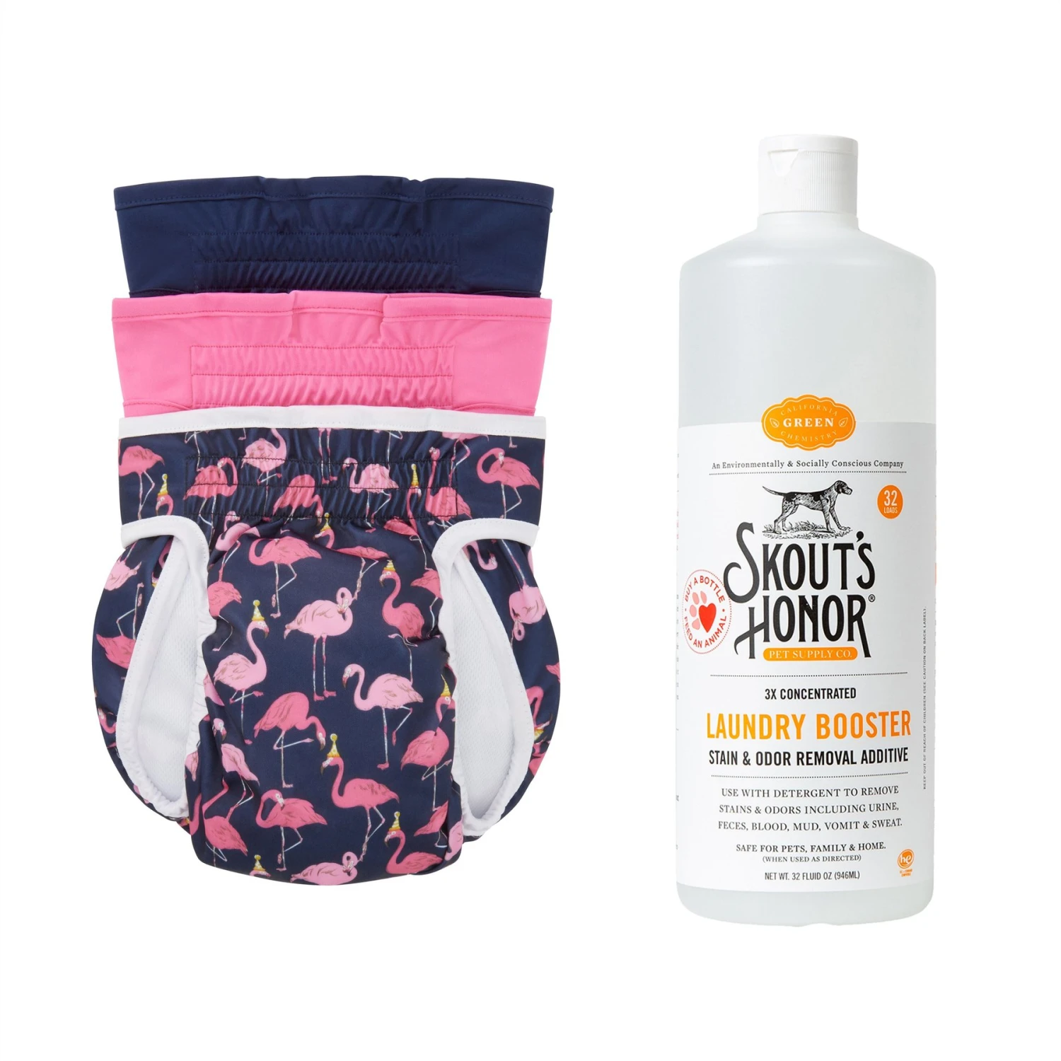 Skout's Honor Laundry Booster Stain & Odor Removal Additive, 32-oz Bottle & Frisco Washable Female Diaper 1 Skout's Honor Laundry Booster Stain & Odor Removal Additive, 32-oz Bottle & Frisco Washable Female Diaper