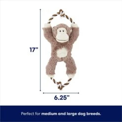 Frisco Monkey Plush With Rope Squeaky Dog Toy & Frisco Cow Plush With Inside Rope Squeaky Dog Toy -Frisco 961998 PT2. AC SS1800 V1694784008